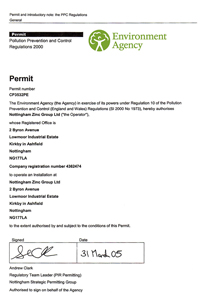 Environmental Agency Certificate 3